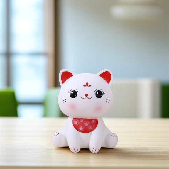 Hytrove Cute Cat Shaped Bank White Vinyl for Home Storage and Decoration Birthday