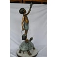 thumbnail image 4 of Nifao Boy on Turtle Holding Frog Outdoor Fountain Statue, Bronze Garden Water Feature Sculpture for Patio & Yard – Garden Outdoor Decor Sculpture, 24"L x 18"W x 55"H, 4 of 11