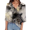 thumbnail image 1 of Gibobby Camiseta Powerblend con Cuello en V Top manga corta con cuello en V y manga con estampado tinte anudado para mujer(Negro,G), 1 of 5