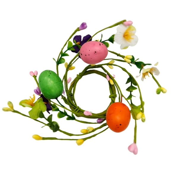 Evron International EV-125R-2 Easter Candle Ring with Artificial Easter Egg, Spring Floral Candle Ring, Easter Decorations for Home Kitchen or Dinning Table