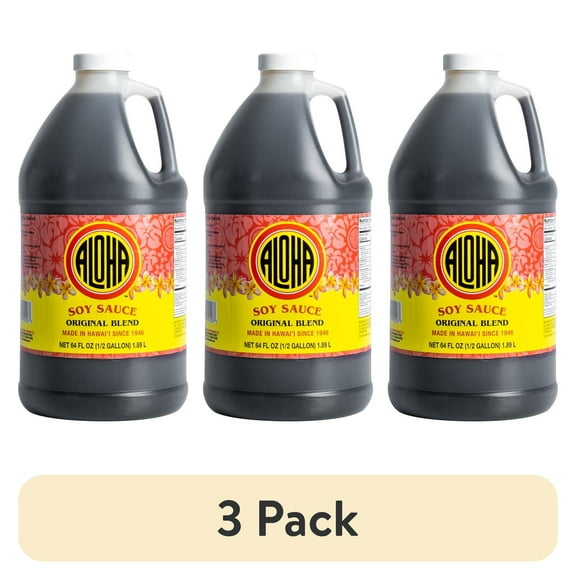 (3 pack) Aloha Shoyu Original Blend Soy Sauce, Extra Large Bottle, 64 oz