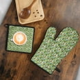 thumbnail image 5 of Green Bigfoot and Tree Pattern Kitchen Oven Mitt and Pot Holder Sets 2 Pcs for Baking, Cooking and Grilling, Heat Resistant Up To 392 °F, 5 of 7