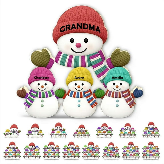 Personalized LED Snowman Acrylic Light Box, Custom Name Gift for Grandma & Grandkids, Perfect Christmas & Birthday Family Decor