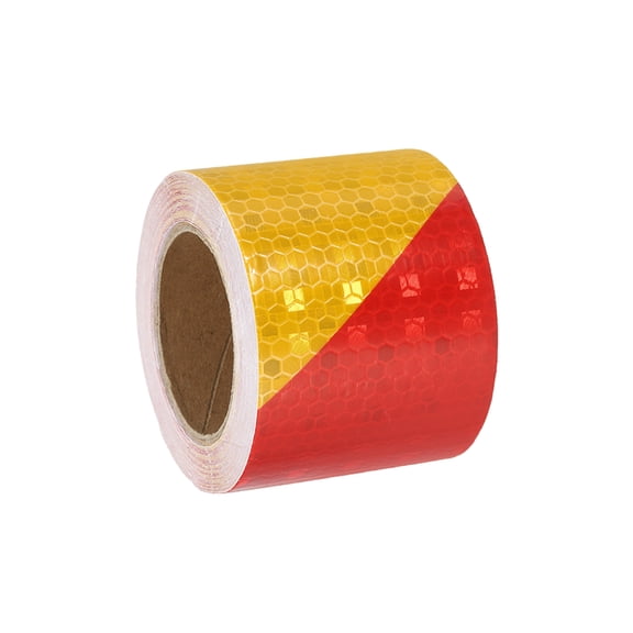 Uxcell Reflective Tape, Self-Adhesive Trailer Reflector Tape Waterproof Warning Sticker Yellow Red 2 Inch x 16 Feet