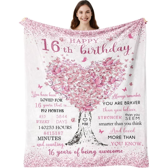 Sweet 16 Gifts for Girls, 16th Birthday Gifts for Girls, 16 Year Old Girl Birthday Gift Ideas, 16th Birthday Decorations, Happy 16th Birthday, Birthday Presents for 16 Year Old Blanket
