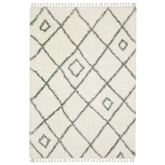 Woven Trends Xis Area Rug - AX03A - 9'10" X 12'10" - in Ivory - Plush Soft Shag, Family, Dining, Modern Style, Stain Resistant, Cushion Feel, Living Room Rug
