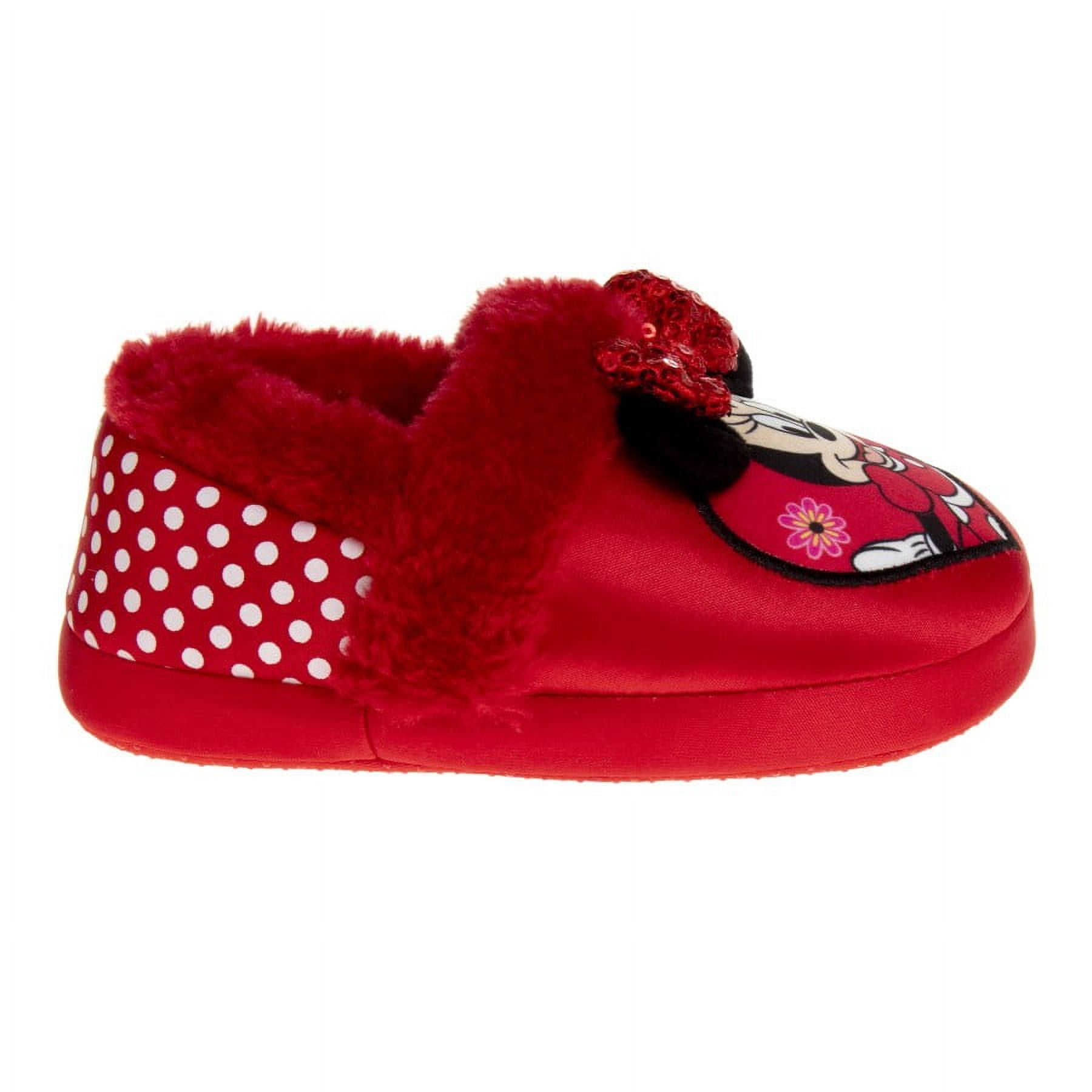 Disney Minnie Mouse "Fancy Minnie" Toddler Girls Dual Sizes Slippers, Red, 5-6