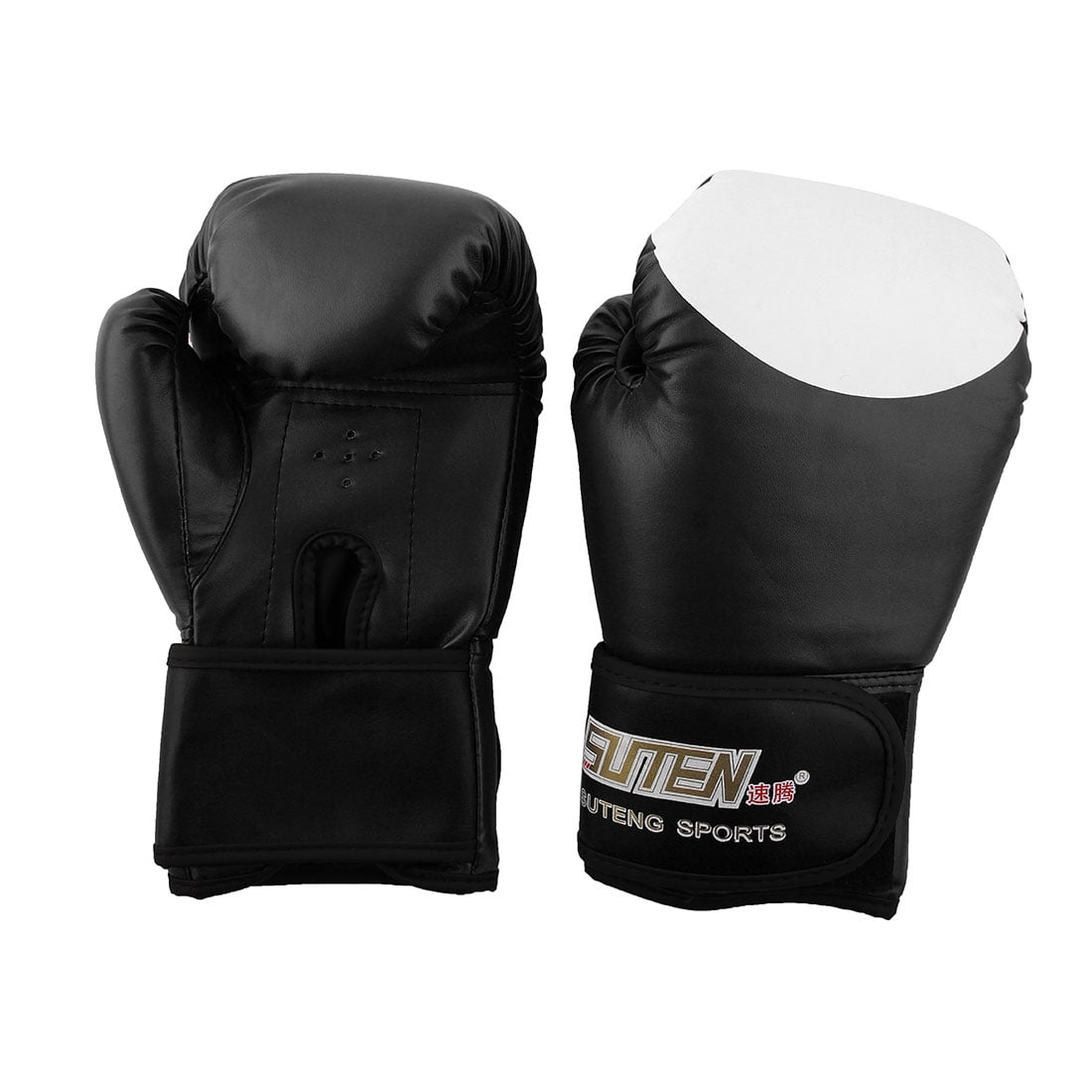 SUTENG Authorized Sparring Punching Bag Mitts Kickboxing Boxing Glove Black Pair by Unique-Bargains