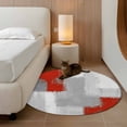thumbnail image 2 of Round Rugs 3.3 Ft, Red Grey Non Slip Area Rugs for Kitchen Bedroom Entryway, Abstract Geometric Color Block Oil Painting Washable Carpet Runner Rug Floor Mats for Bedroom Home Decor, 2 of 8