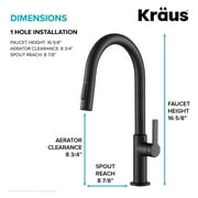 KRAUS Oletto Single Handle Pull Down Kitchen Faucet in Matte Black