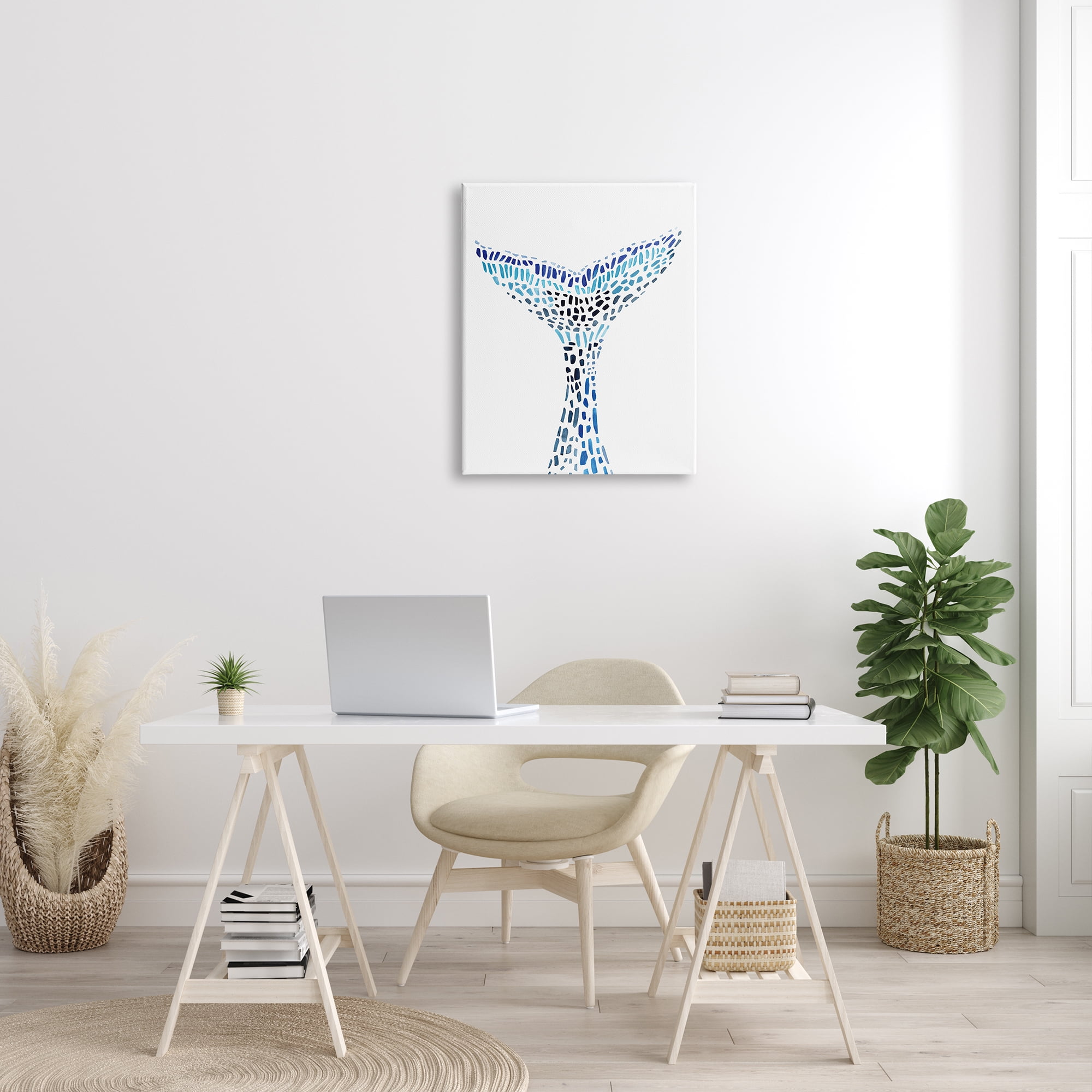 Stupell Industries Abstract Nautical Fin Blue Geometric Block Pattern, 24 x 30, Designed by Annie Warren