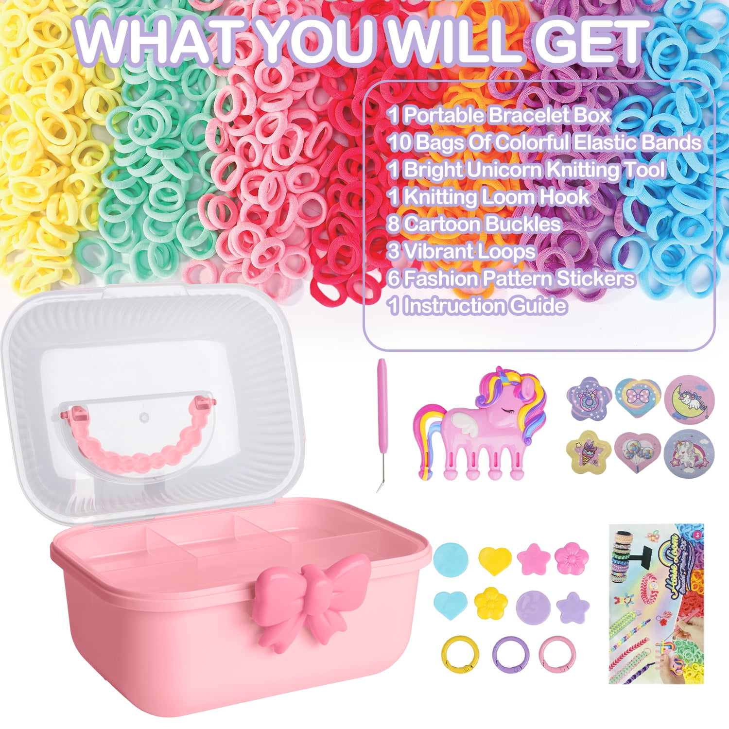 PayUSD Bracelet Making Kit Friendship Bracelet Kit Gifts for Girls 6-12 Birthday Ideal Gifts Ideas Bracelet DIY Kids Travel Activity Set, Pink