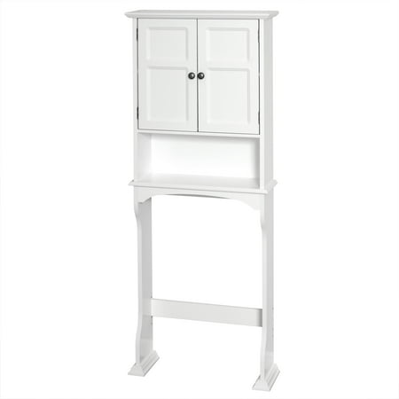 UPC 043197132062 product image for White Bathroom Spacesaver with Cabinet and 3 Shelves  Zenna Home Collette over-t | upcitemdb.com