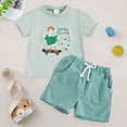 thumbnail image 2 of Xudanell Toddler Baby Boy Summer Outfits 12 18 24 Month 2T 3T 4T Boys Clothes Retro Farm Shirt Truck Baby Tee + Shorts Set (3-4 Years,Green), 2 of 6