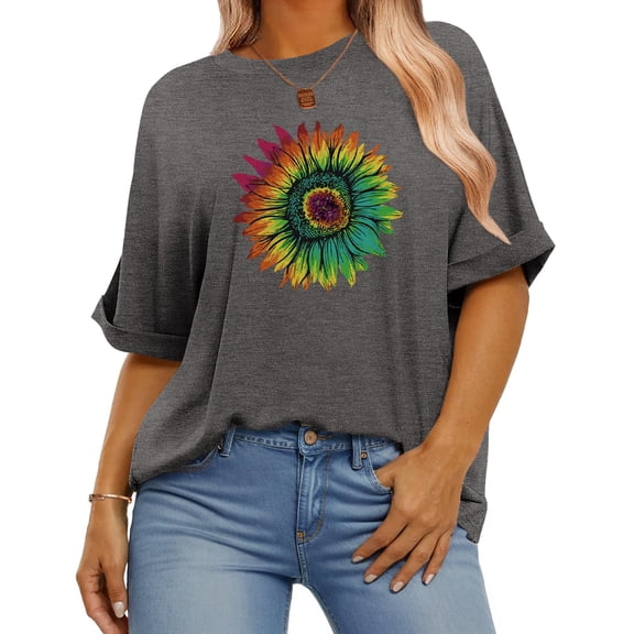 Zeagoo Women's Plus Size T Shirts Oversized Tees Summer Half Sleeve Crew Neck Whiskey Graphic Tunic Tops Basic Top