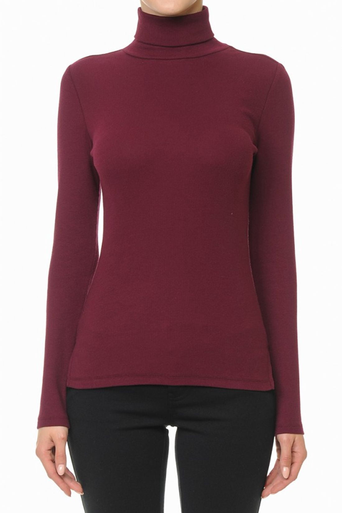 Ribbed Turtleneck Long Sleeve T-shirt 
