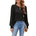 thumbnail image 2 of Blusas Informales Elegantes para Mujer, Blusas de Moda para Negocios, Camisas de Larga con Cuello Redondo, Conjuntos de Otoño para Maestras. Negro S, 2 of 7