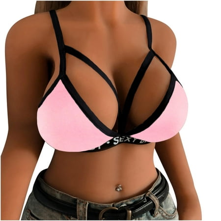 

Floleo Clearance Alluring Women Cage Bra Elastic Cage Bra Strappy Hollow Out Bra Bustier Deals
