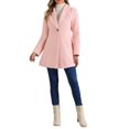 thumbnail image 2 of INSPIRE CHIC Women's Lapel Collar Buttoned Outwear Elegant Work Notch Trench Winter Coat M Pink, 2 of 6