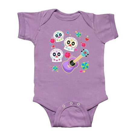 

Inktastic Day of the Dead Owl Sugar Skulls and Guitar Gift Baby Boy or Baby Girl Bodysuit