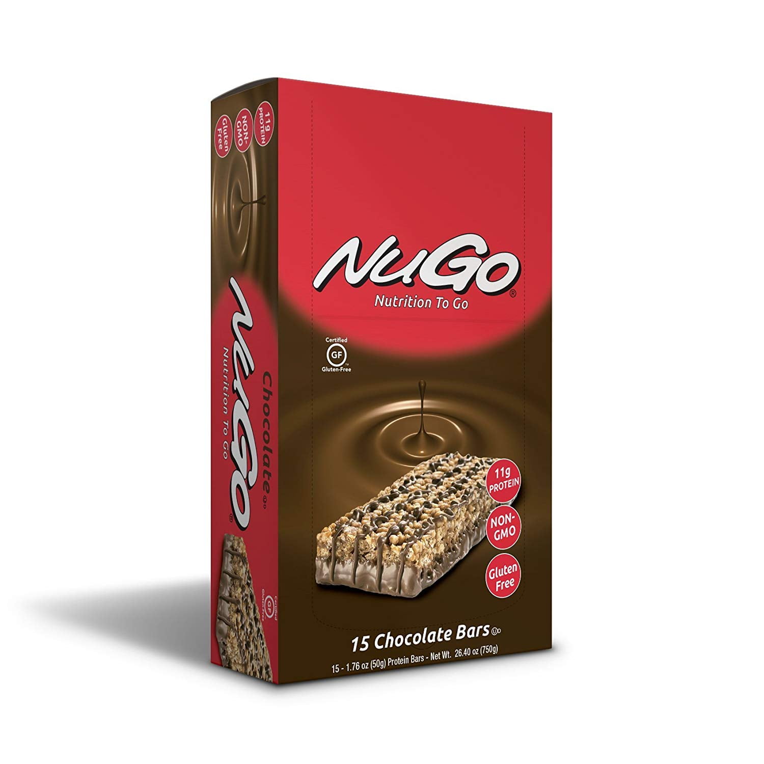 2 Pack NuGo Nutrition To Go Chocolate Protein Bars, 26.4oz, 15 Bars Per