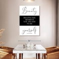 thumbnail image 3 of Elephant Stock Where Beauty Begins Wall Art - Vertical Canvas Wall Art - Living Room Wall Decor - Inspirational And Typography Canvas - White And Black Decor - 32" x 48", 3 of 8