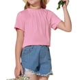 thumbnail image 6 of Girls Summer Short Sleeved Pleated T Shirts Kids Children Solid Color Casual Tops, 6 of 6