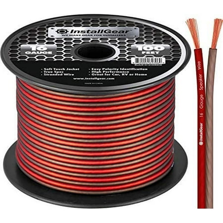 InstallGear 16 Gauge AWG Speaker Wire True Spec and Soft Touch Cable Wire (100ft Red/Black) | for Car Speakers  Stereos  Home Theater Speakers  Surround Sound  Radio |