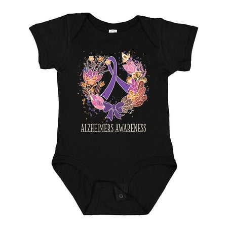 

Inktastic Alzheimers Awareness Ribbon Wreath Boys or Girls Baby Bodysuit