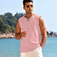 thumbnail image 4 of HAOMEILI Men's Cotton Linen Tank Top Shirts Casual Sleeveless Lace Up Beach Hippie Tops Bohemian Renaissance Pirate Tunic, 4 of 7