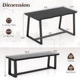 thumbnail image 3 of Costway 3 Pieces Dining Table Set 63" Large Table and 2 Long Benches for 4-6 People Black, 3 of 8