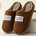 thumbnail image 2 of Corduroy Slippers for Women Men with Fuzzy Lined Warm Indoor and Outdoor Memory Foam House Shoes Adult, 2 of 4