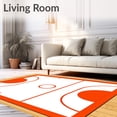 thumbnail image 2 of ODIKA 4'x6' Machine Washable Non-Slip Area Rug, Basketball Court Inspired Decorative Accent Floor High Traffic Rug with Pad, Orange, 671549, 2 of 8