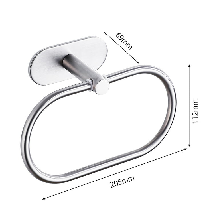 Hotbest Adhesive Towel Holder Towel Ring Self Adhesive Hand Towel Ring Stainless Steel Rustproof Bathroom Towel Holder Wall Mount, Size: Plating