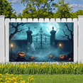 thumbnail image 2 of Halloween Theme Decorative Banner Spooky Atmosphere Jack o Lanterns Gate Design for Outdoor Decorating Holiday Party Night, 2 of 5