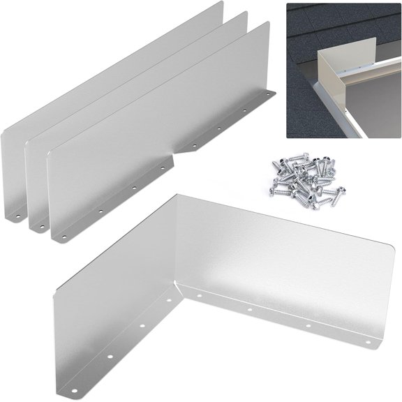 Rain Gutter Valley Roofing Gutter GuardsDiverter Roof Rain Diverter Gutters for House Residential Flat Shingle Roofs Corner4Pcs