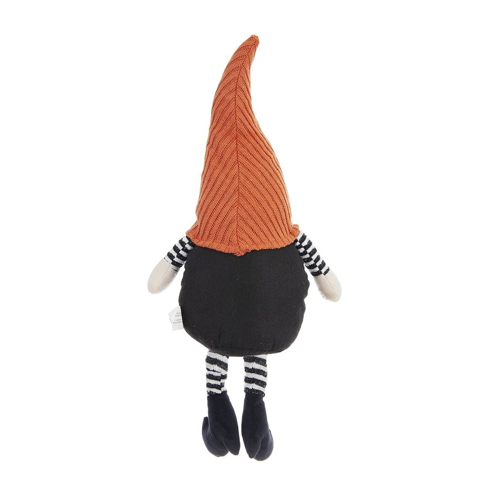 8.3x4.7x23.5" Fabric Sitting Gnome with Orange Knit Hat for Halloween Decor