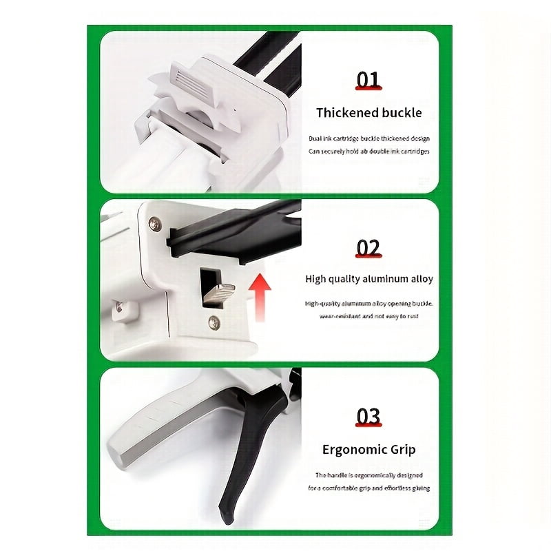 1.69oz Dispensing Gun, Includes 10 Nozzles, Epoxy Resin Glue Gun 1:1/2:1, Dual-Component AB Glue Gun for Mold Mixing