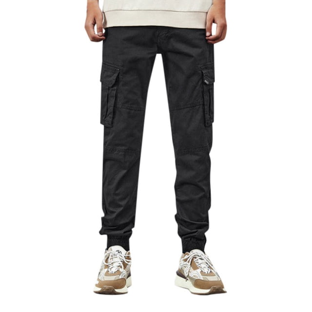 Cathalem Mens Cargo Pants Relaxed Fit Comfort Solutions Relaxed Fit Cargo Pants,Black 30