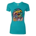 thumbnail image 3 of Funny Neon Sloth | Dean Russo Art Animal Lover Womens Slim Fit Junior Tee, Tahiti Blue, S, 3 of 5