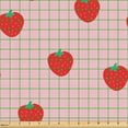 thumbnail image 2 of Ambesonne Strawberry Fabric by the Yard Upholstery, Cartoon Summer Fruits, 2 Yards, Rose Dark Pink and Green, 2 of 5