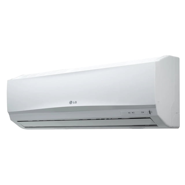minisplit lg mod. sp-182 hm/hn 1.5 ton 220v 1.5 ton f/c aire acondicionado tipo mini split mural blanco LG, vista frontal en ángulo, carcasa blanca con logo LG centrado, rejilla y lamas de salida visibles y panel de control a la derecha; 17,000 BTU/h enfriamiento y 18,000 BTU/h calefacción, filtro MULTI Protección y función Jet Cool; ideal para enfriar salas medianas.