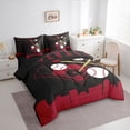 thumbnail image 3 of Homewish Modern Ball Sports Bedding Comforter Set 7pcs for Boys, Black Red Baseball Queen Bedding Sets, Chic Abstract Ombre Reversible Queen Sheet Sets, Breathable Home Decor, 3 of 7