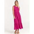 thumbnail image 6 of ANRABESS Women Summer Casual Sleeveless Crewneck Sundress Aline Flowy Tiered Maxi Long Beach Dress Vacation Outfits MediumRed, 6 of 12