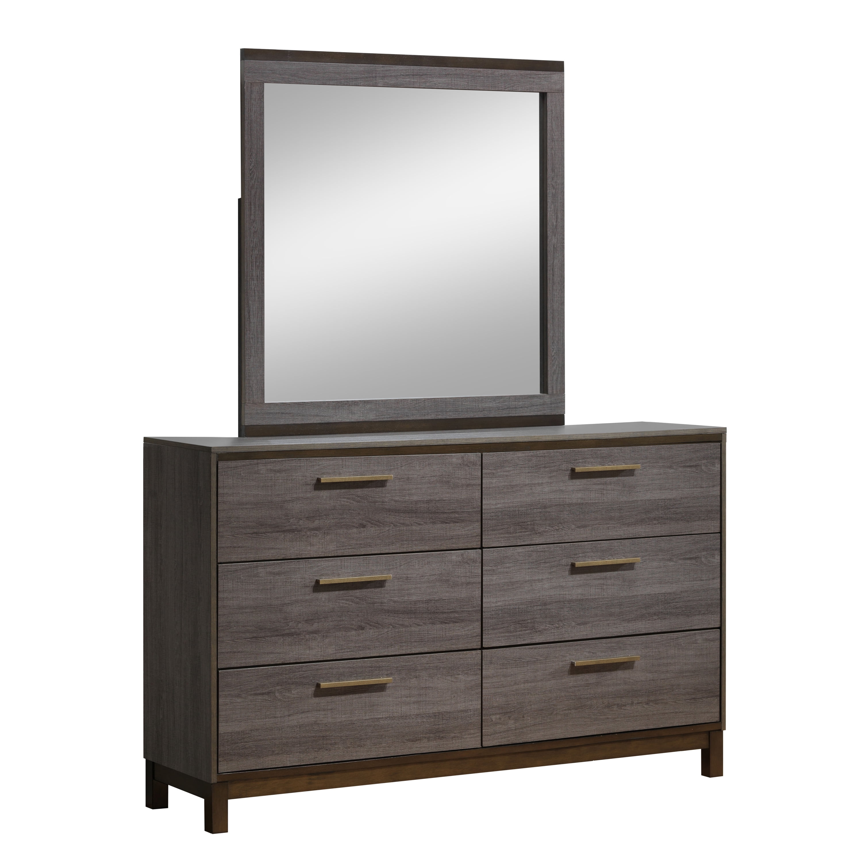 Furniture of America Adelina Bedroom Set, 1 Queen Bed, 1 Nightstand, 1 Dresser, 1 Mirror, Two-Tone Antique Gray
