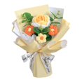 thumbnail image 1 of Ramo de flores de ganchillo con hojas de eucalipto artificiales y flores preservadas. Amarillo, 1 of 9