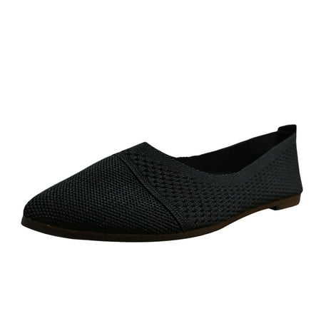

Blphud Casual Womens Shoes Summer Shoes for Women 2024 Shoes Work Women Business Casual Ladies Hollow Breathable Solid Color Pointed Head Mesh Flying Weaver Flat Bottom Womens Sneakers Black 39