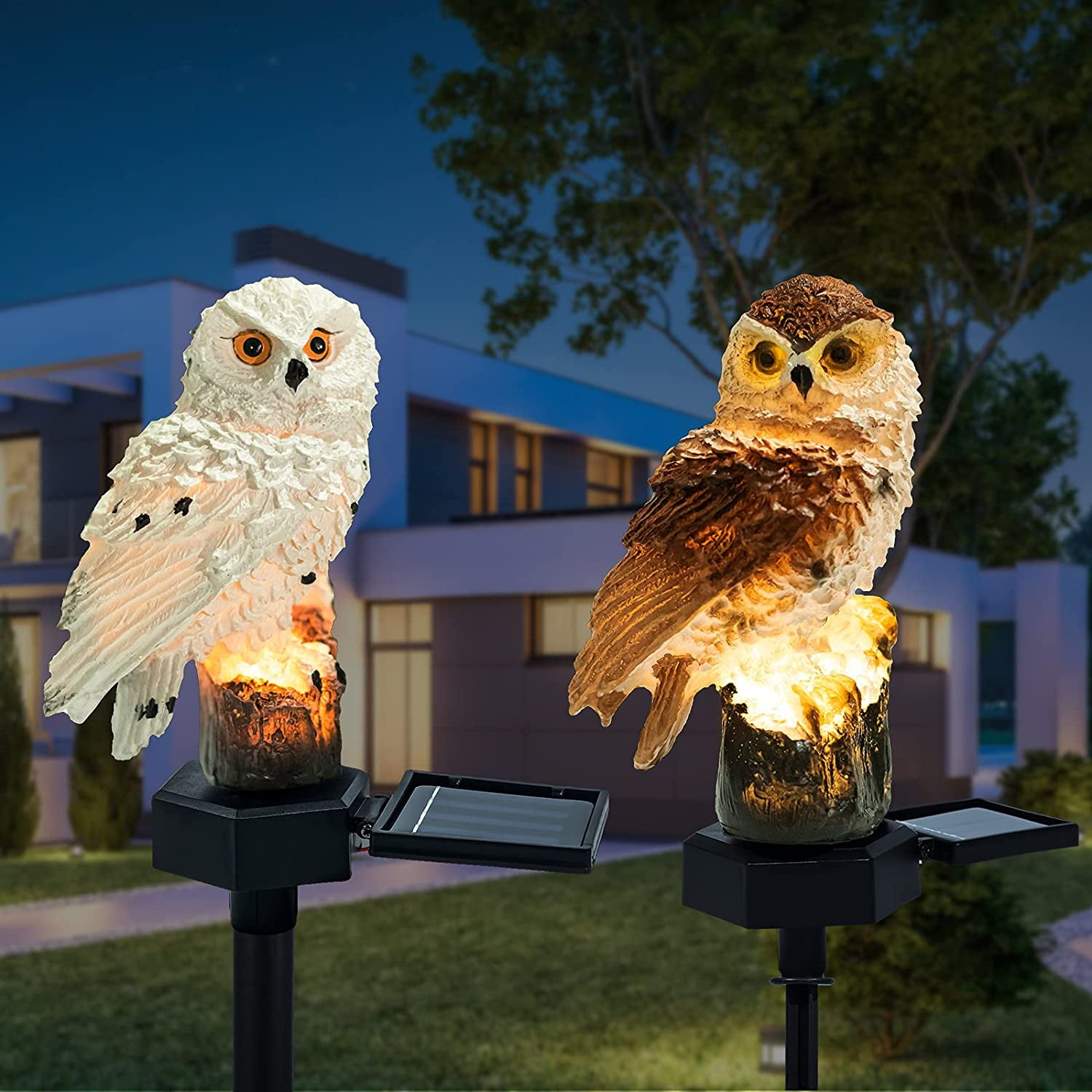 LED SOLAR OWL ORNAMENT ANIMAL BIRD LIGHTS OUTDOOR GARDEN PATHWAY LAMP *US STOCK* 