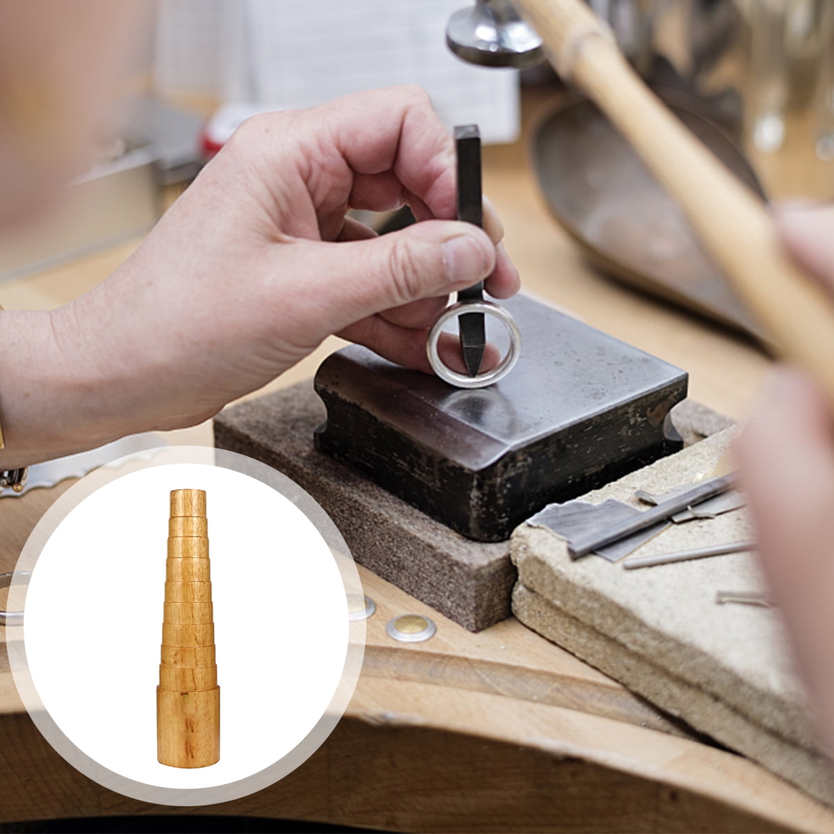 DIY Wood Bracelet Bangle Round Mandrel Jewelry Forming Making Tool (Wood Color)