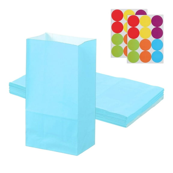 Uxcell Party Favor Bag, Mini Paper Candy Bags Gift Treat Celebration Halloween Goody Birthday Wedding Party with Stickers Light Blue 9.4 in